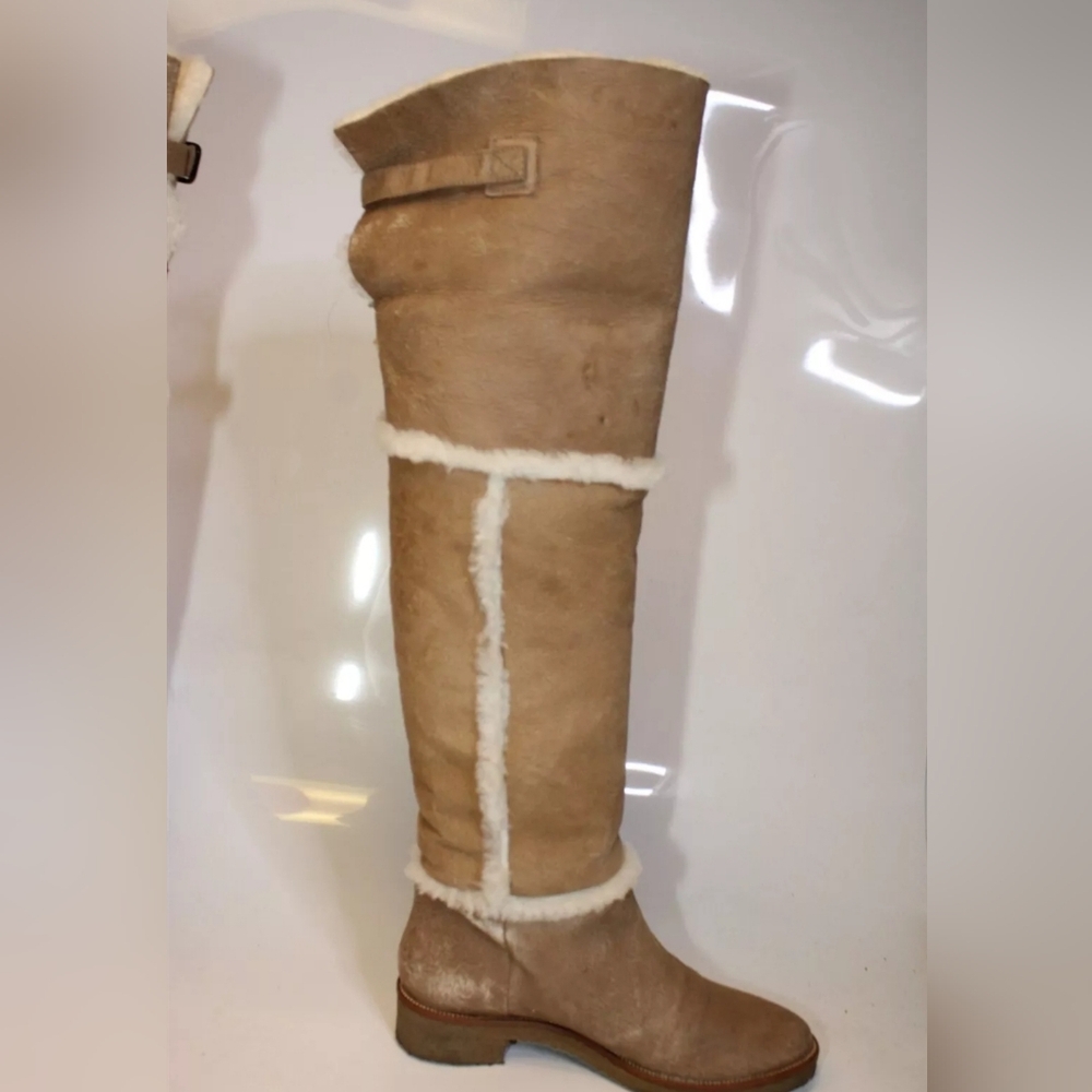 Sale❗Diane von Furstenberg Tamara GENUINE Shearling 8 Sheepskin OTK Boots LUXURY - Picture 7 of 16